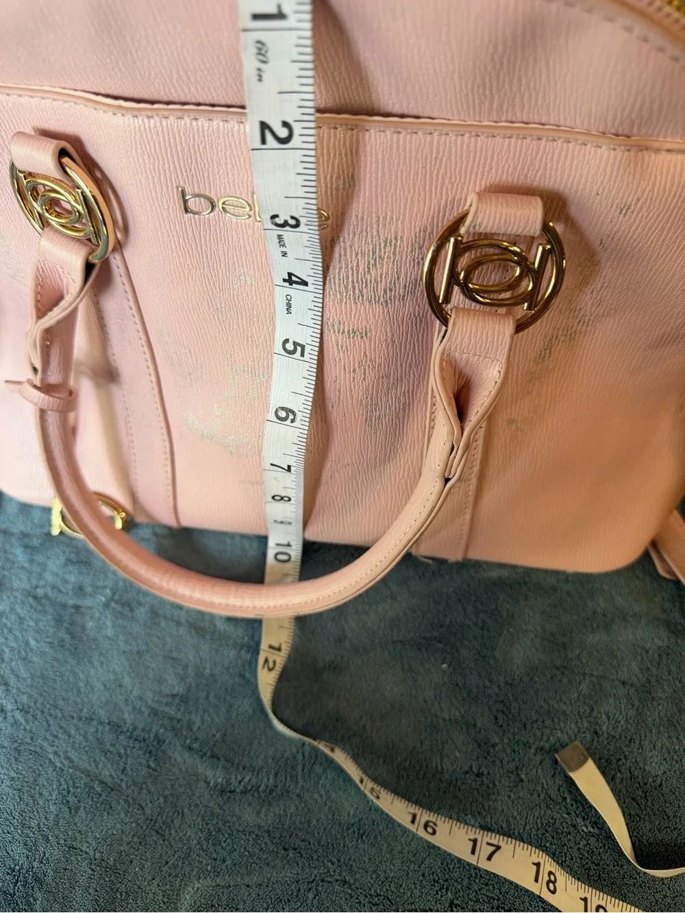 bebe Blush Pink Dome Satchel with Gold Hardware